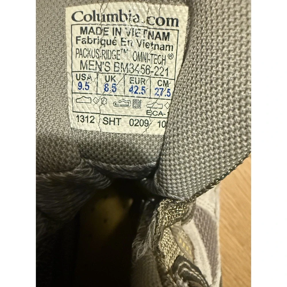 Columbia OmniTech Packus Ridge Mid Hiking Boot Leather Waterproof Brown Size 9.5